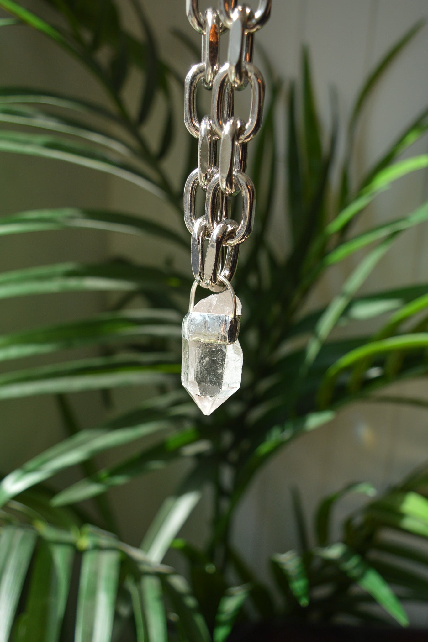 Rough Clear Quartz Chunky Chain Necklace #5