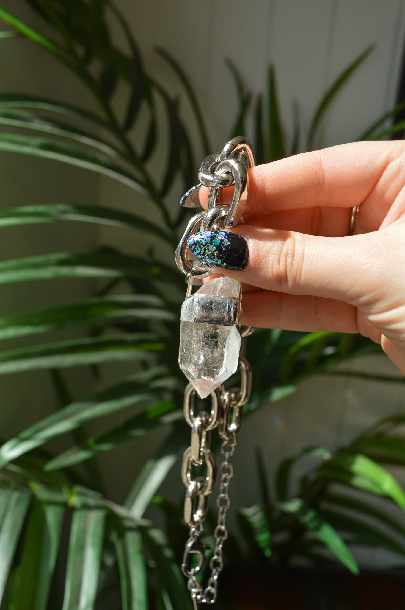 Rough Clear Quartz Chunky Chain Necklace #5