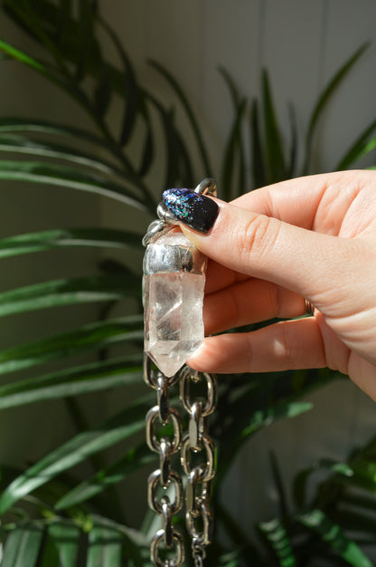 Rough Clear Quartz Chunky Chain Necklace #6