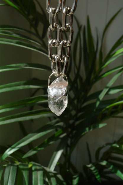 Rough Clear Quartz Chunky Chain Necklace #7