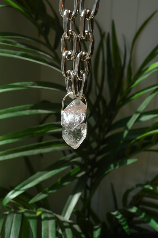 Rough Clear Quartz Chunky Chain Necklace #7