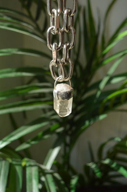 Rough Clear Quartz Chunky Chain Necklace #8