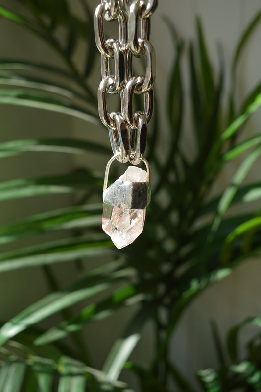 Rough Clear Quartz Chunky Chain Necklace #9