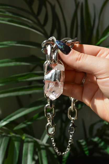 Rough Clear Quartz Chunky Chain Necklace #9