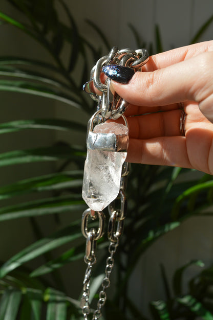 Rough Clear Quartz Chunky Chain Necklace #10