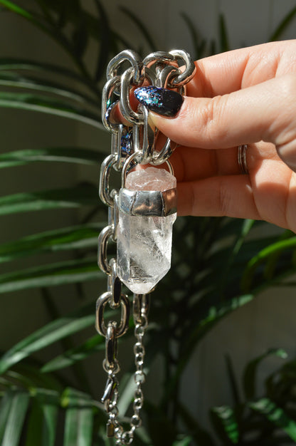 Rough Clear Quartz Chunky Chain Necklace #10