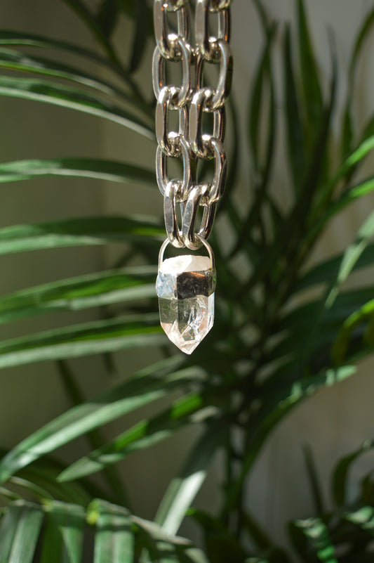 Rough Clear Quartz Chunky Chain Necklace #11