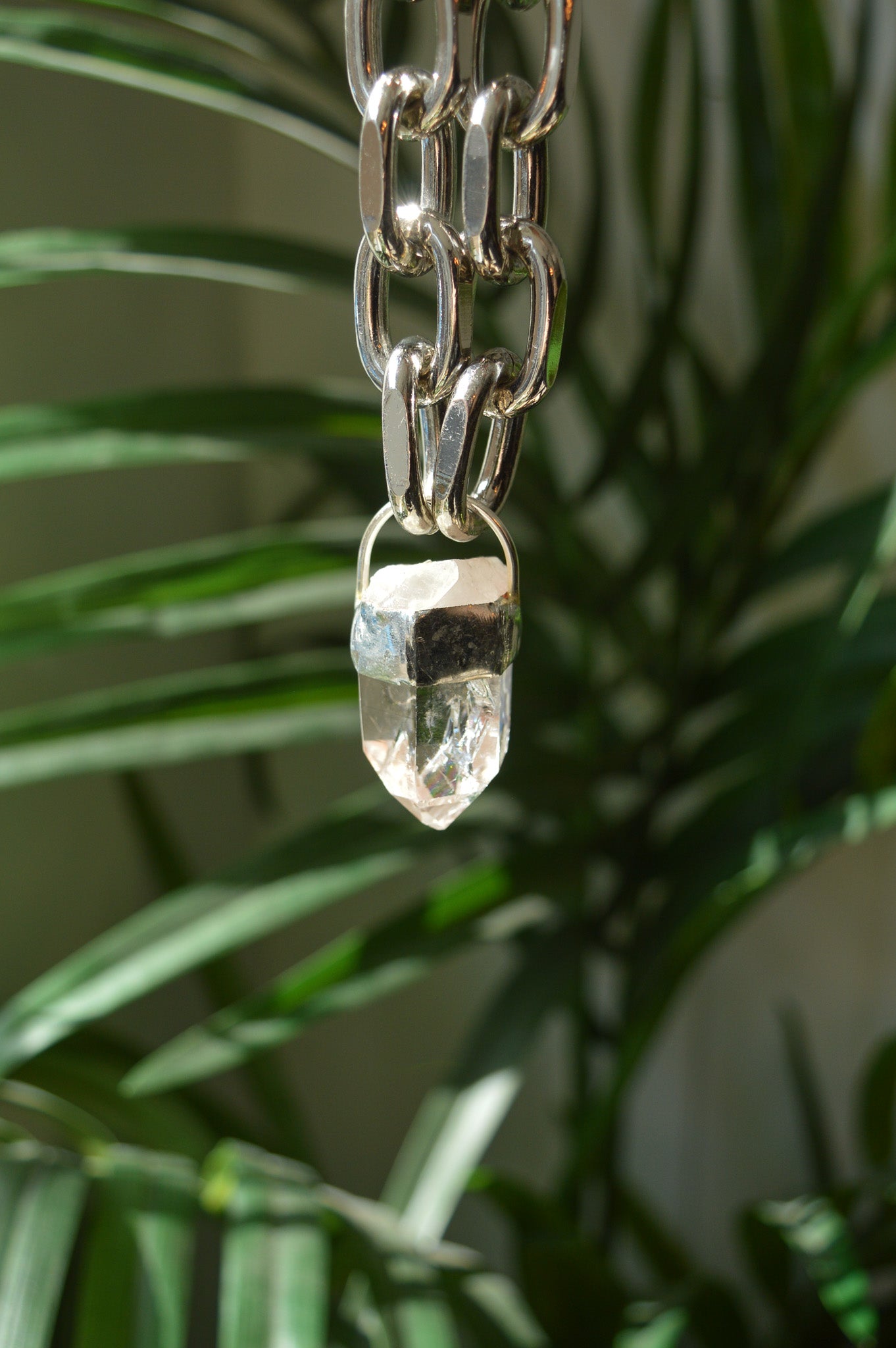 Rough Clear Quartz Chunky Chain Necklace #11