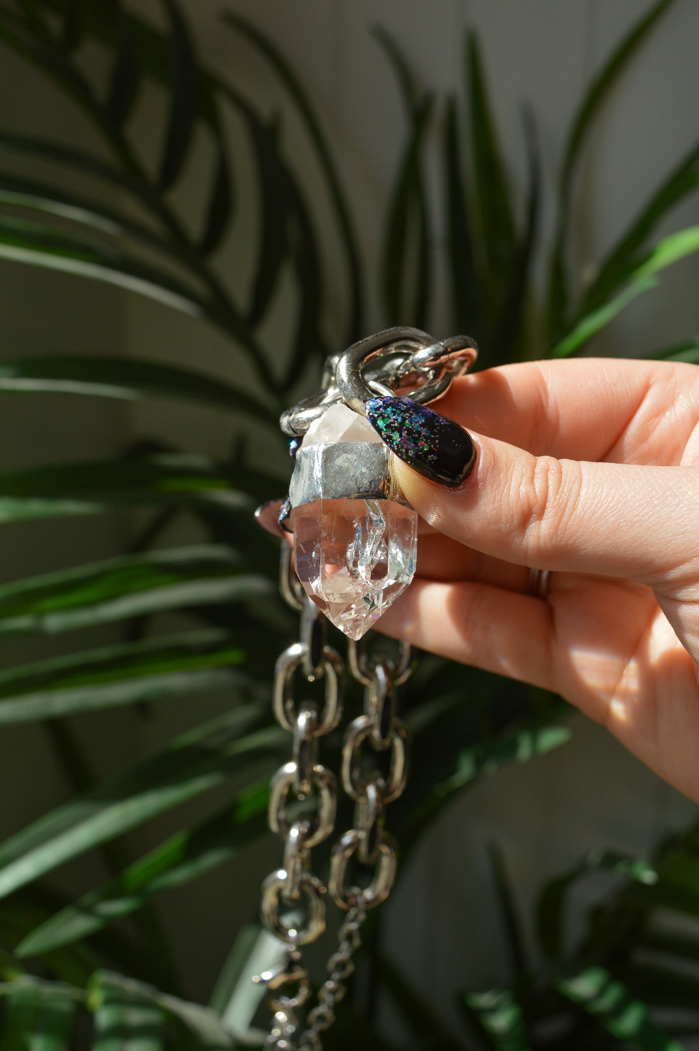 Rough Clear Quartz Chunky Chain Necklace #11