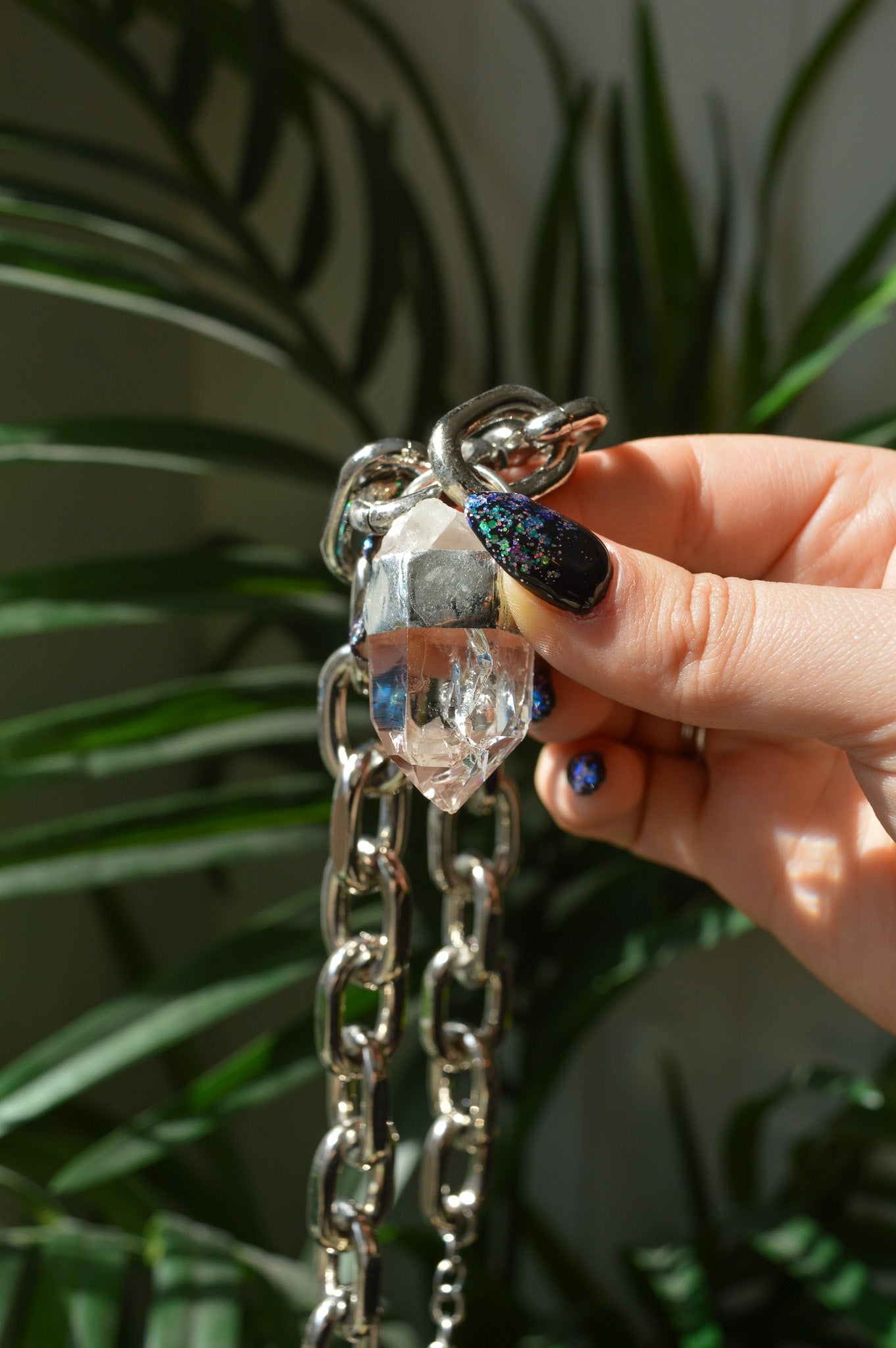 Rough Clear Quartz Chunky Chain Necklace #11