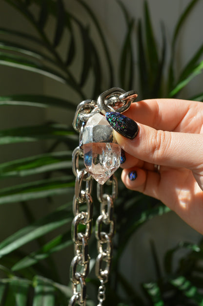 Rough Clear Quartz Chunky Chain Necklace #11