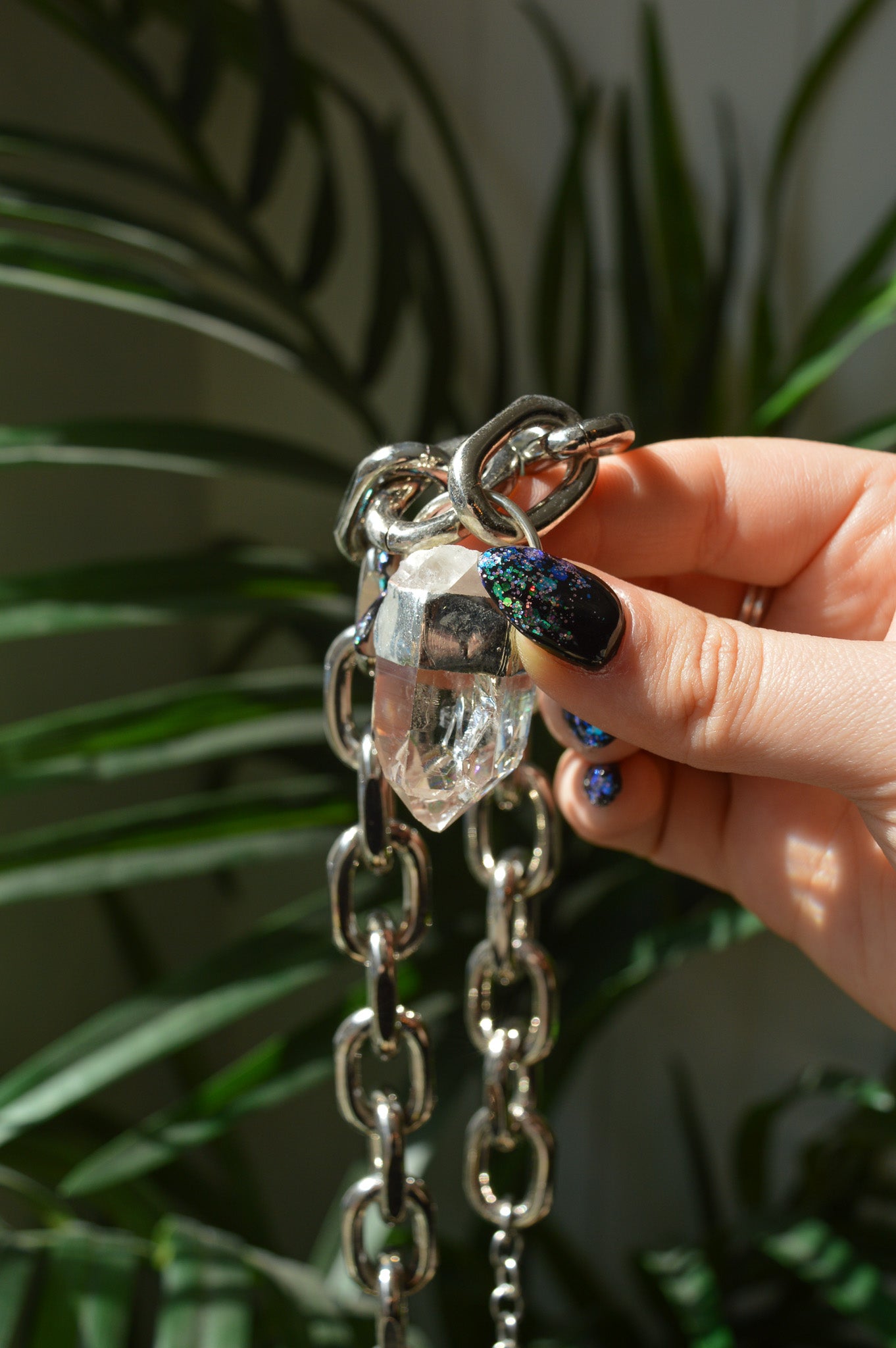 Rough Clear Quartz Chunky Chain Necklace #11
