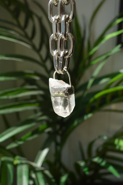 Rough Clear Quartz Chunky Chain Necklace #12