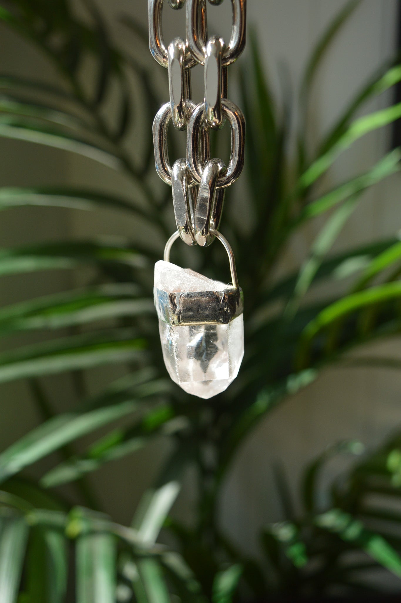 Rough Clear Quartz Chunky Chain Necklace #12