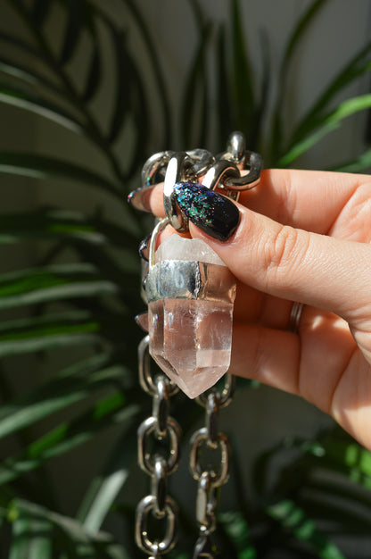Rough Clear Quartz Chunky Chain Necklace #12