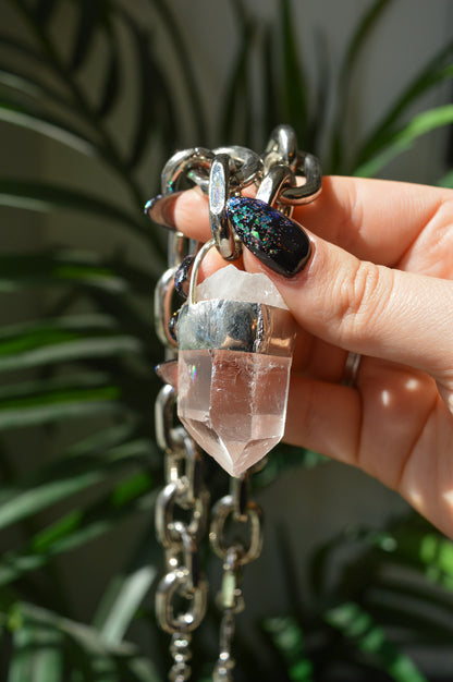 Rough Clear Quartz Chunky Chain Necklace #12