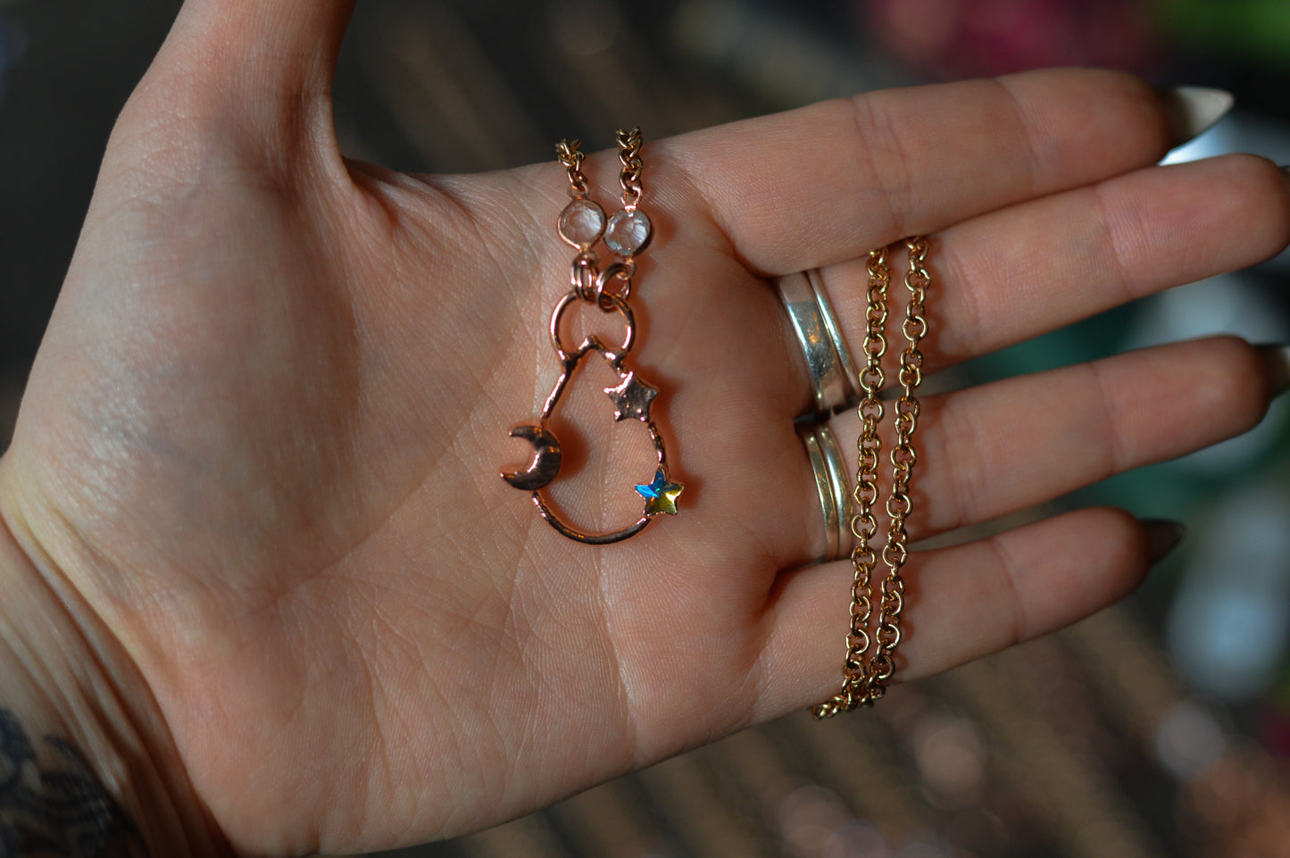 Celestial Rhinestone Copper Necklace II