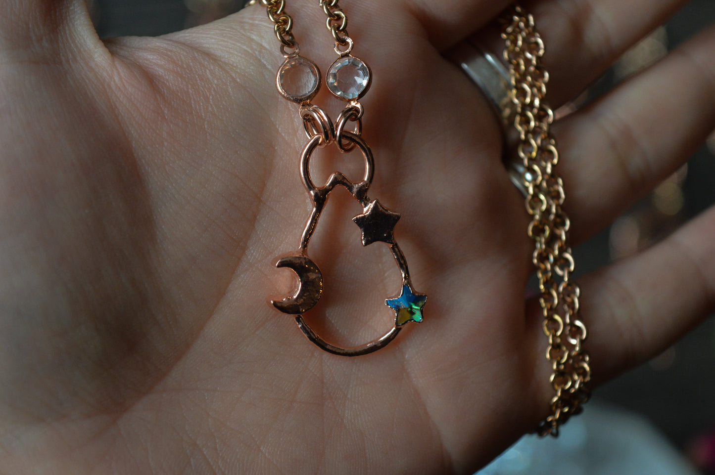 Celestial Rhinestone Copper Necklace II