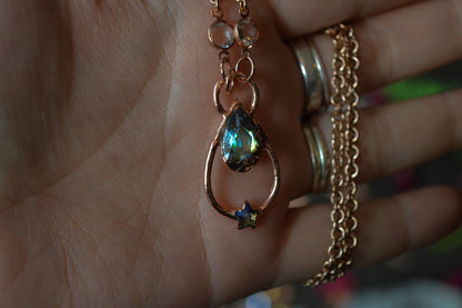 Starry Rhinestone Copper Necklace