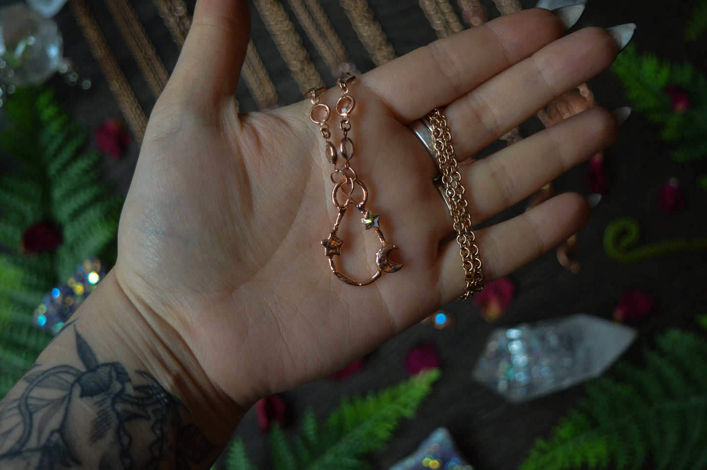 Celestial Rhinestone Copper Necklace