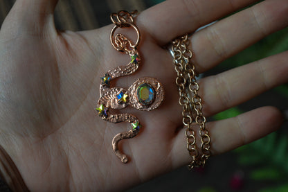 Rhinestone Snake Copper Necklace