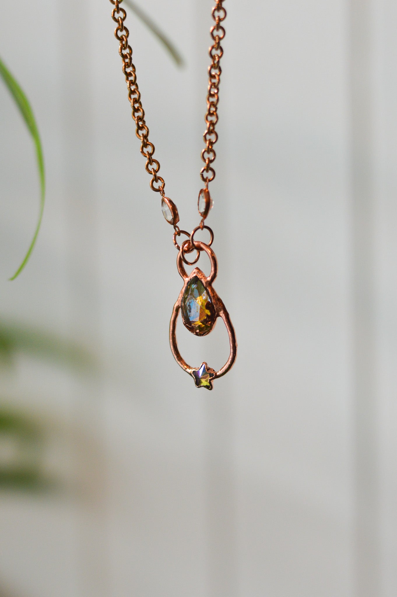Starry Rhinestone Copper Necklace