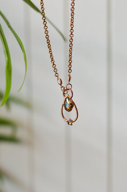 Starry Rhinestone Copper Necklace