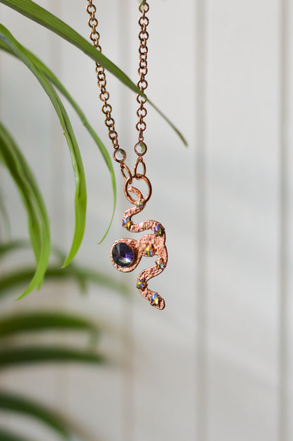 Rhinestone Snake Copper Necklace II