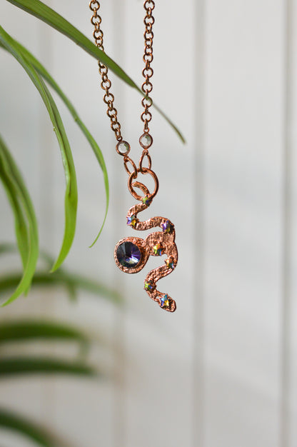 Rhinestone Snake Copper Necklace II