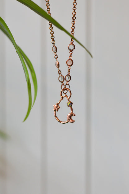 Celestial Rhinestone Copper Necklace