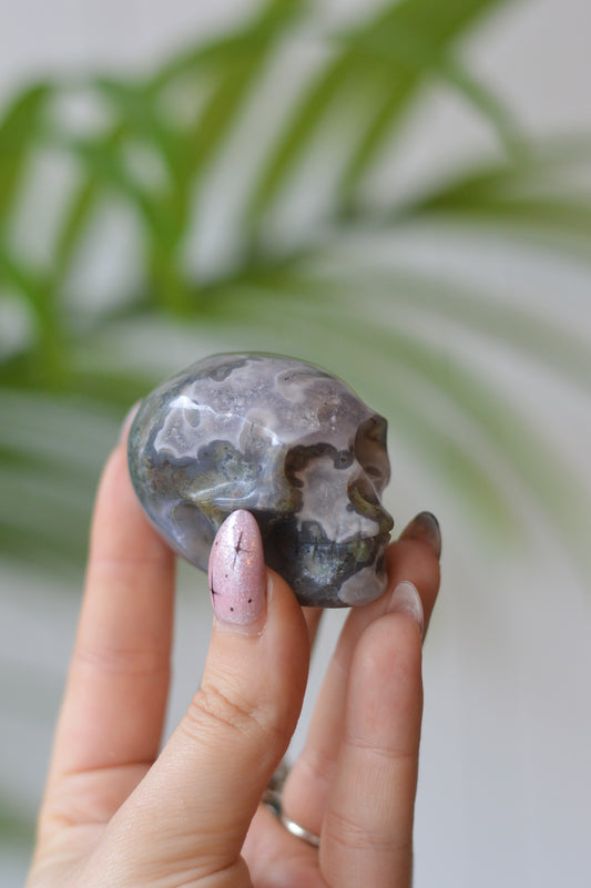 Moss Agate Skull