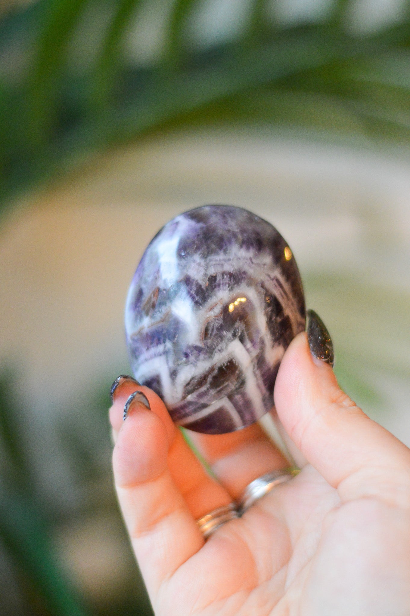 Chevron Amethyst Palmstone