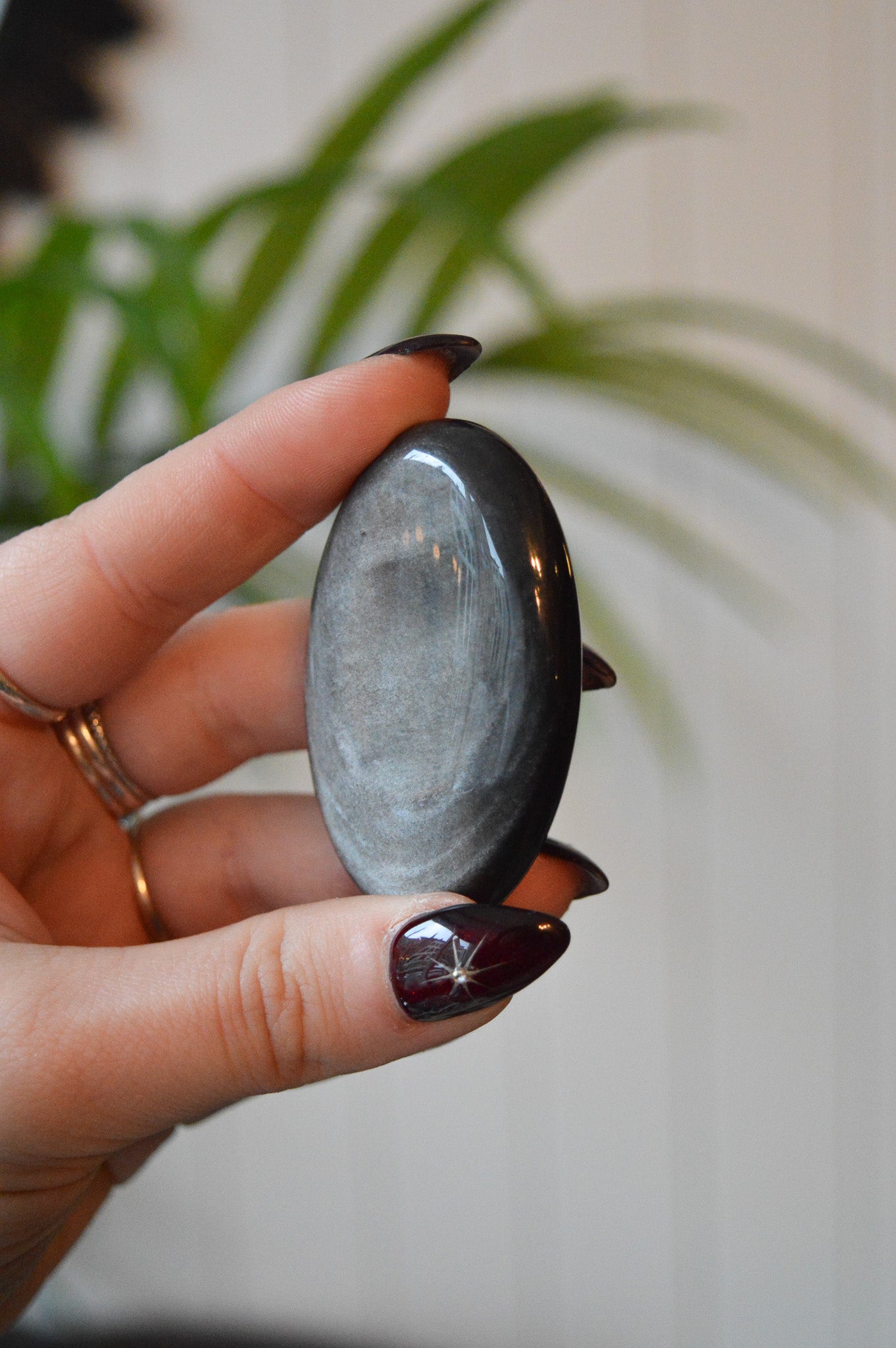 Silver Sheen Obsidian Palmstone