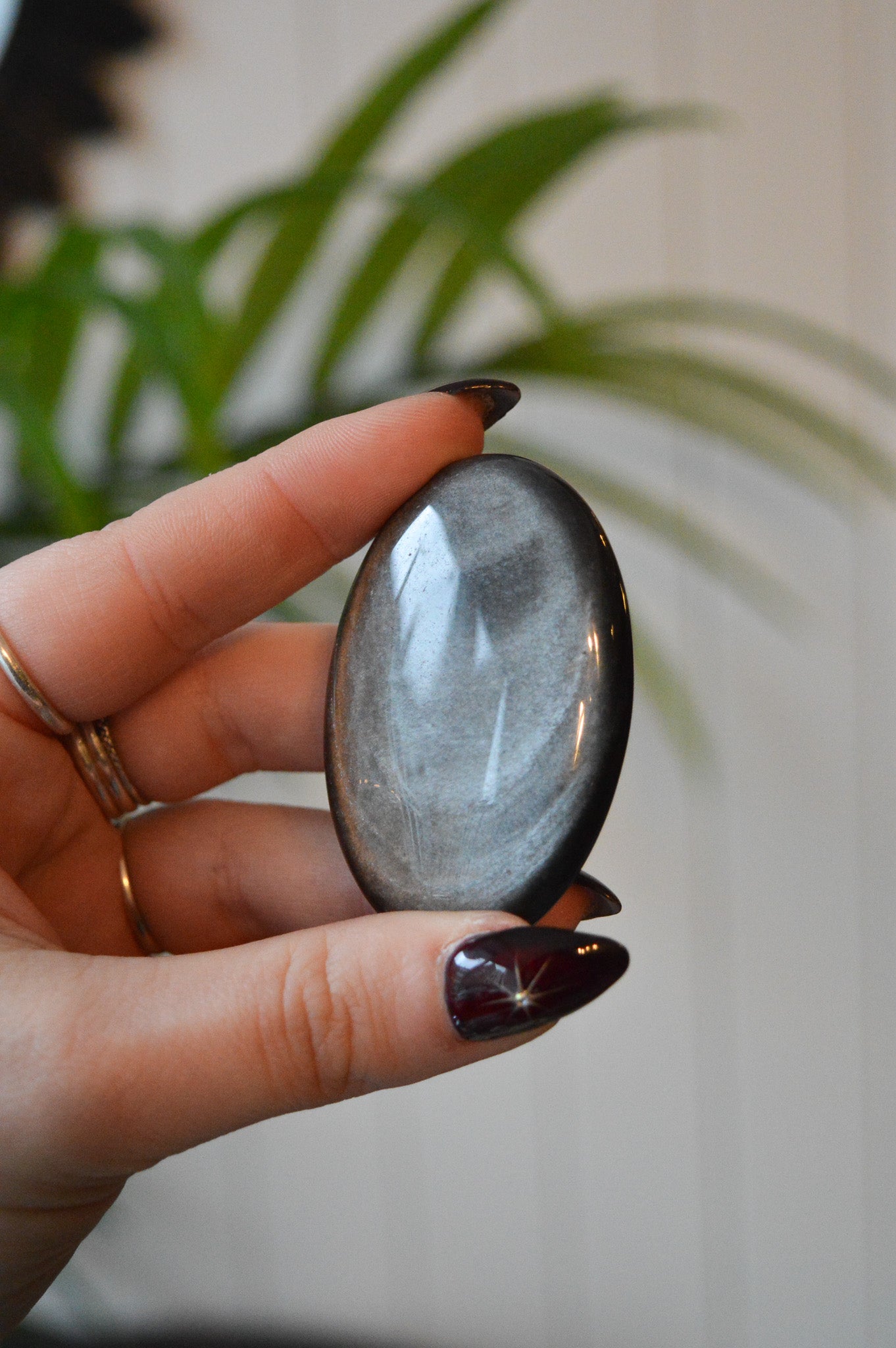 Silver Sheen Obsidian Palmstone