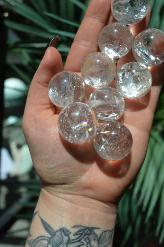 Clear Quartz Sphere With Rainbows