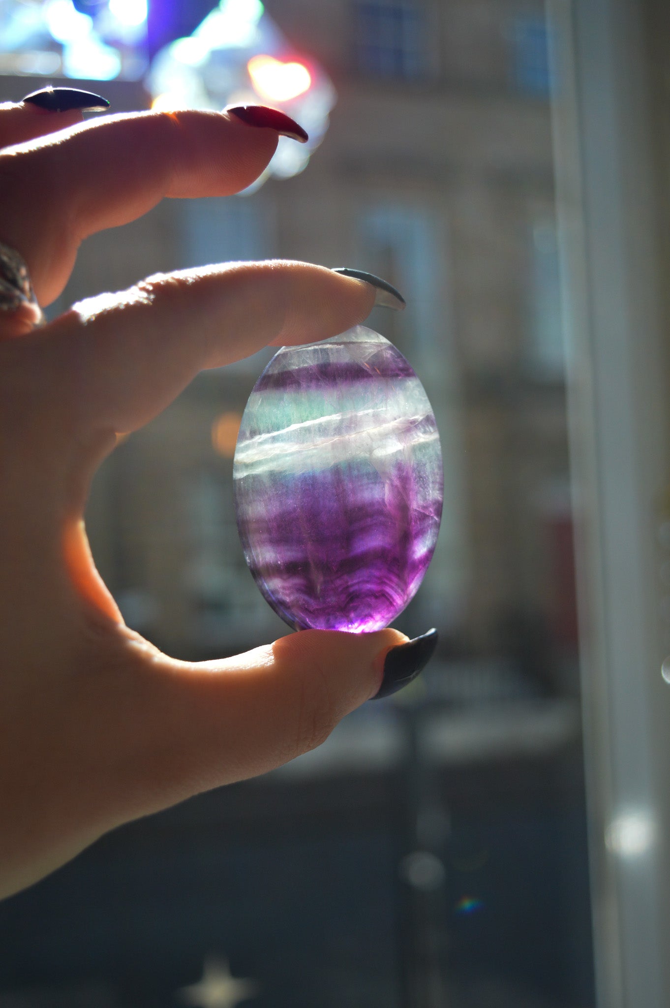 Rainbow Fluorite Palmstone #2