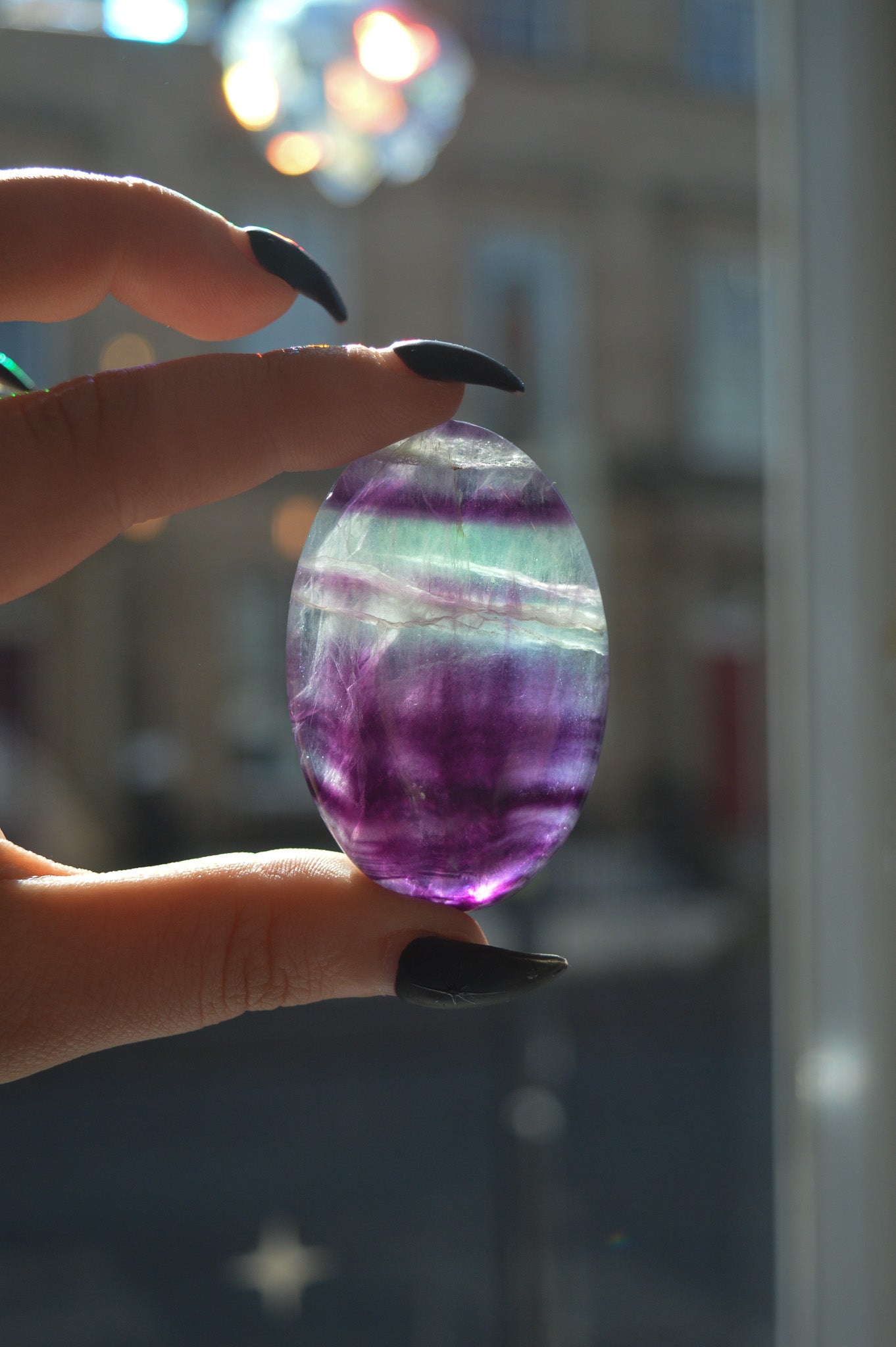 Rainbow Fluorite Palmstone #2