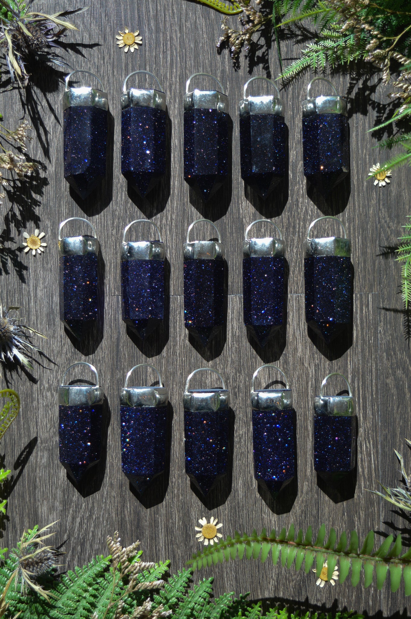 Blue Goldstone Glass Chunky Chain Necklace