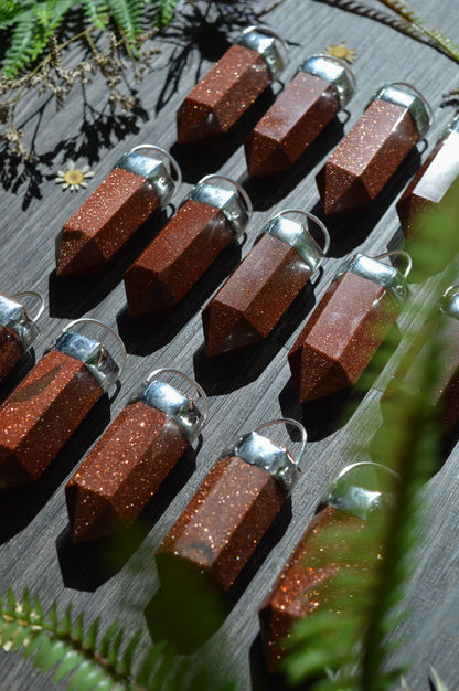 Goldstone Glass Chunky Chain Necklace