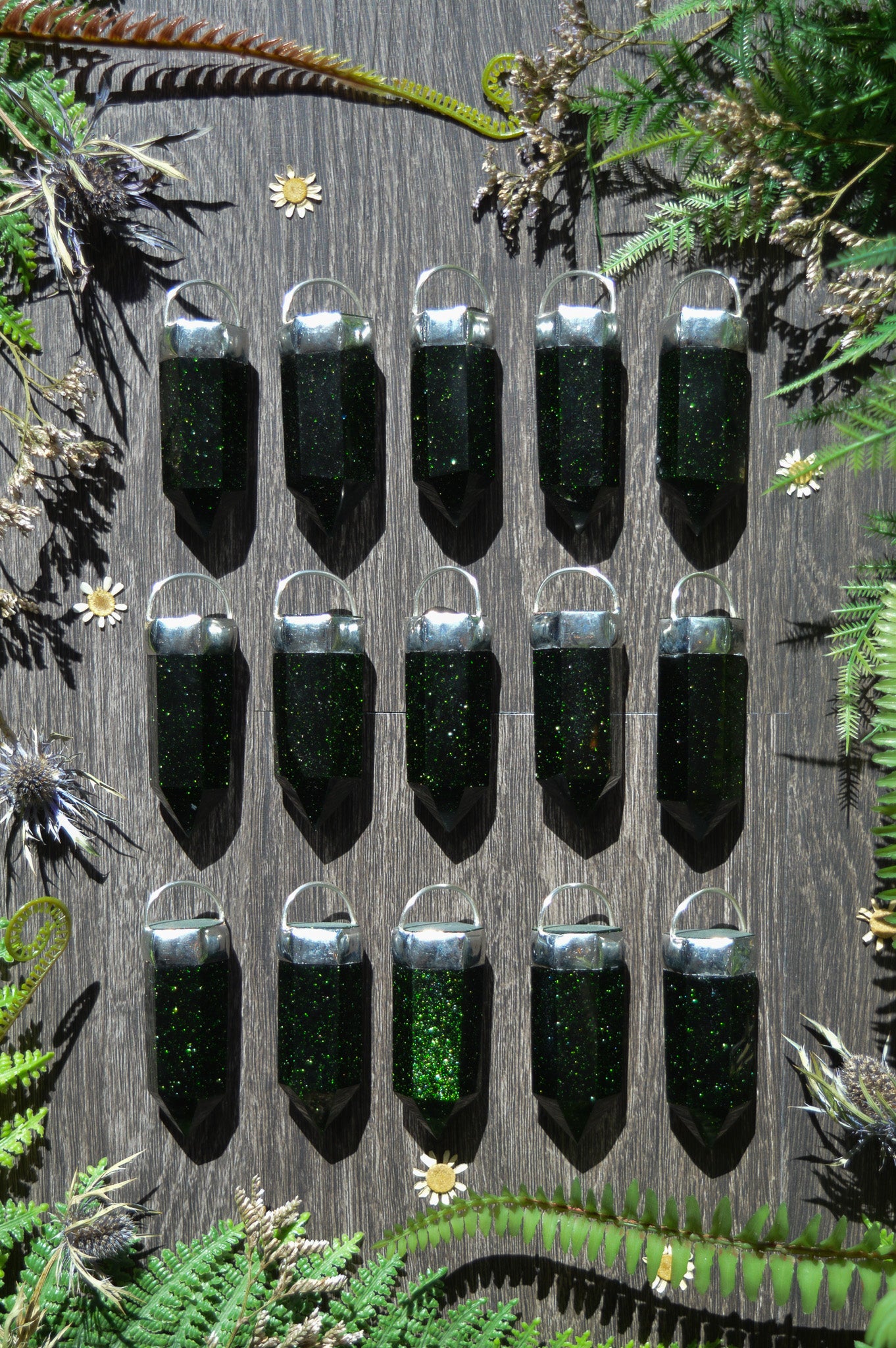 Green Goldstone Glass Chunky Chain Necklace