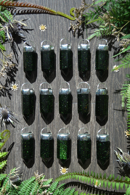 Green Goldstone Glass Chunky Chain Necklace