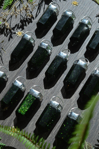 Green Goldstone Glass Chunky Chain Necklace