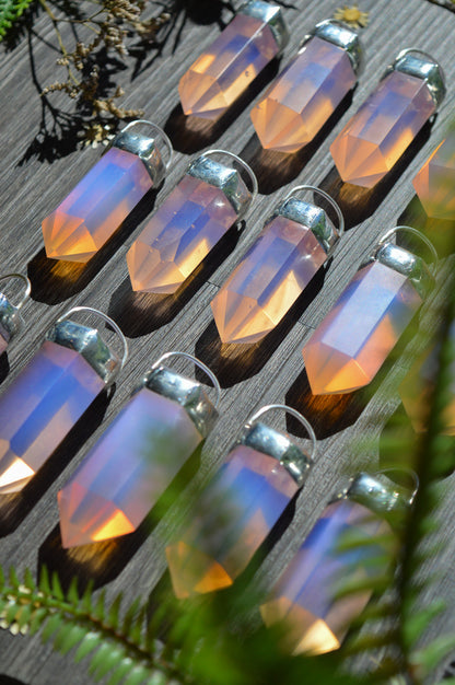 Pink Opalite Glass Chunky Chain Necklace