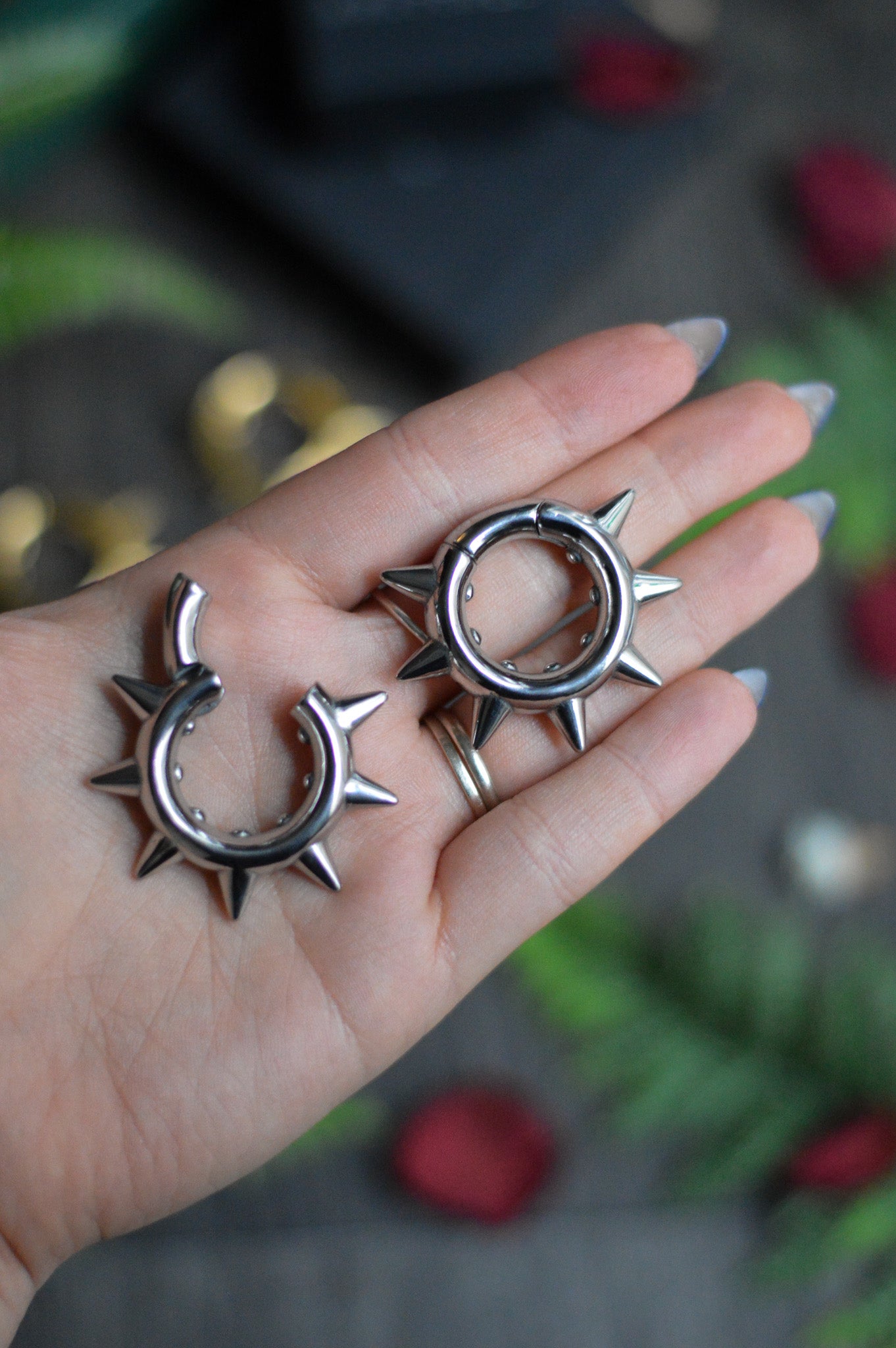 Spiked Hoop Ear Weights