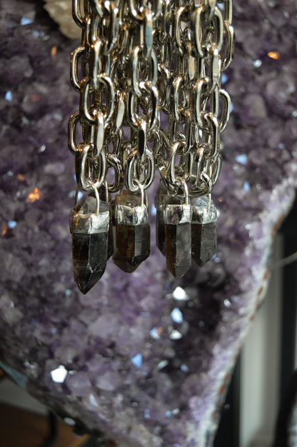 Raw Smokey Quartz Chunky Chain Necklace