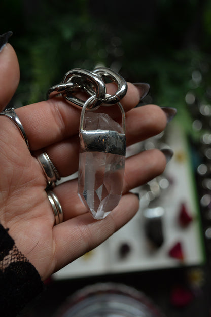 Raw Clear Quartz Chunky Chain Necklace