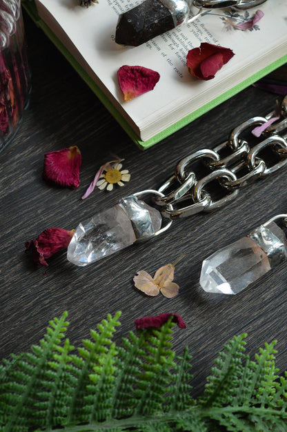 Raw Clear Quartz Chunky Chain Necklace