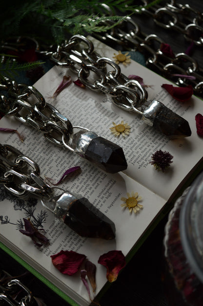 Raw Smokey Quartz Chunky Chain Necklace