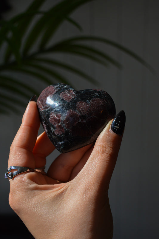 Garnet in Arfvedsonite Heart #1