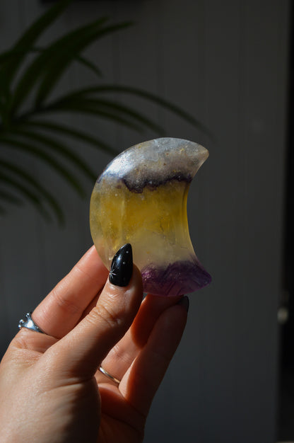 Yellow & Purple Fluorite Moon